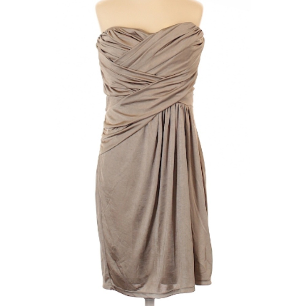 Express Strapless Tan Bronze Knee Lenght Dress size Small S